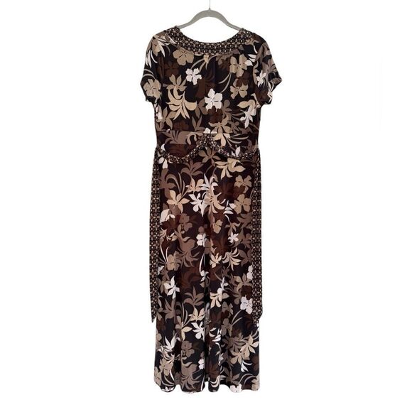Croft & Barrow Women's Floral Brown Earthy V Neck Neautral Maxi Dress Size Small - Picture 4 of 7